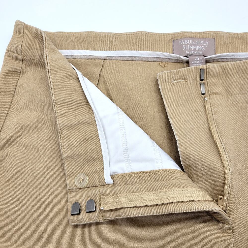 Chico's Fabulously Slimming High Rise Ankle Pants 3, 16, XL Beige Chino - Picture 5 of 9